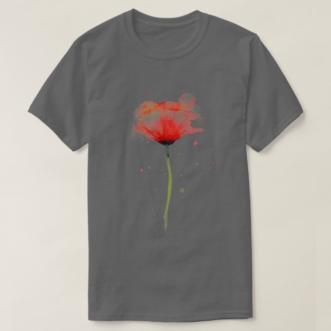 Camiseta Arte de pintura com Abstrato de Aquarela de Flores (Frente do Design)