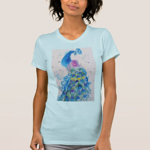 Camiseta Arte de pintura com aquarela azul Mulheres