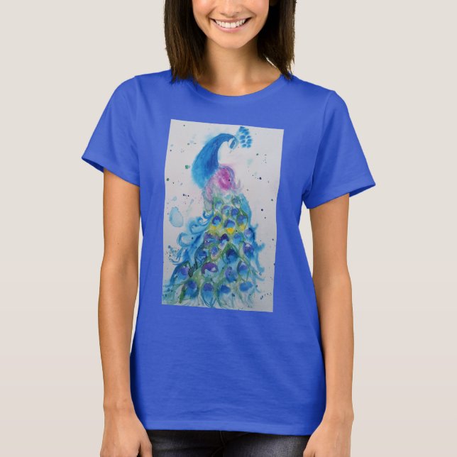 Camiseta Arte de pintura com aquarela azul Mulheres (Frente)