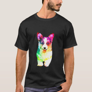 Camiseta Arte de Pintura de Cores Aquáticas de Corgi