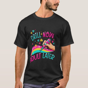 Camiseta Arte de Pintura de Diamante Broca Adulto Mais Tard