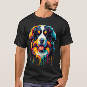 Camiseta Arte de Pintura Pingando Bernese Mountain Dog Bern