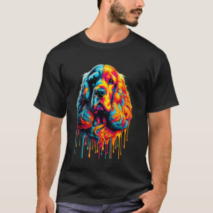 Camiseta Arte de Pintura Pingando Cocker Spaniel Inglês Spa