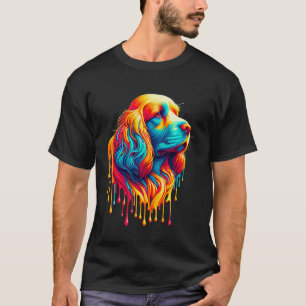 Camiseta Arte de Pintura Pingando Cocker Spaniel Inglês Spa
