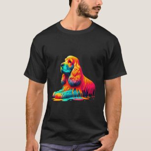 Camiseta Arte de Pintura Pingando Cocker Spaniel Inglês Spa