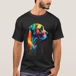 Camiseta Arte de Pintura Pingando Grande Dogue Alemão Masti