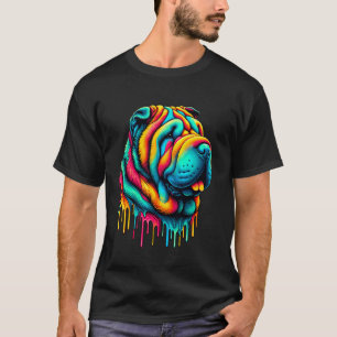 Camiseta Arte de Pintura Pingando Shar-Pei Chinês Shar Pei