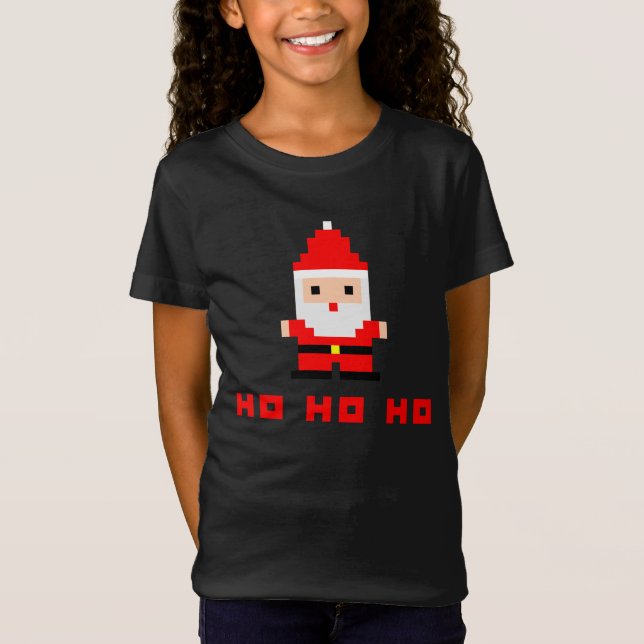 Camiseta Arte de Pixel de Papai Noel 4 (Frente)
