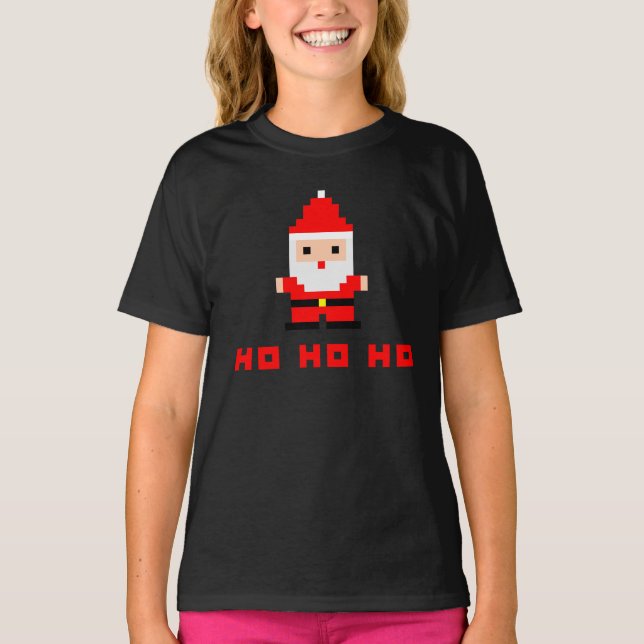 Camiseta Arte de Pixel de Papai Noel 4 (Frente)