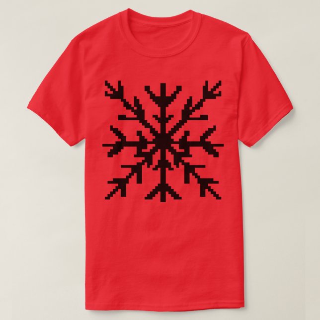 Camiseta Arte de pixel preto em floco de neve (Frente do Design)
