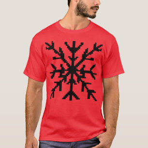 Camiseta Arte de pixel preto em floco de neve
