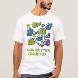 Camiseta Arte de Planta Fofa Crescer Juntos Melhor
