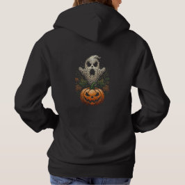 Camiseta Arte de Pontilhismo de Abóbora e Caveira de Hallow