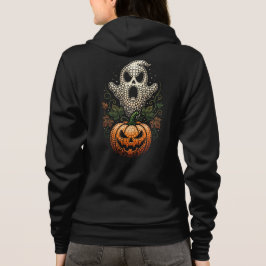 Camiseta Arte de Pontilhismo de Abóbora e Caveira de Hallow
