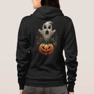 Camiseta Arte de Pontilhismo de Abóbora e Caveira de Hallow