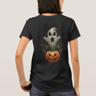 Camiseta Arte de ponto de abóbora de caveira de Halloween g