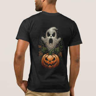 Camiseta Arte de ponto de abóbora de crânio de Halloween gó