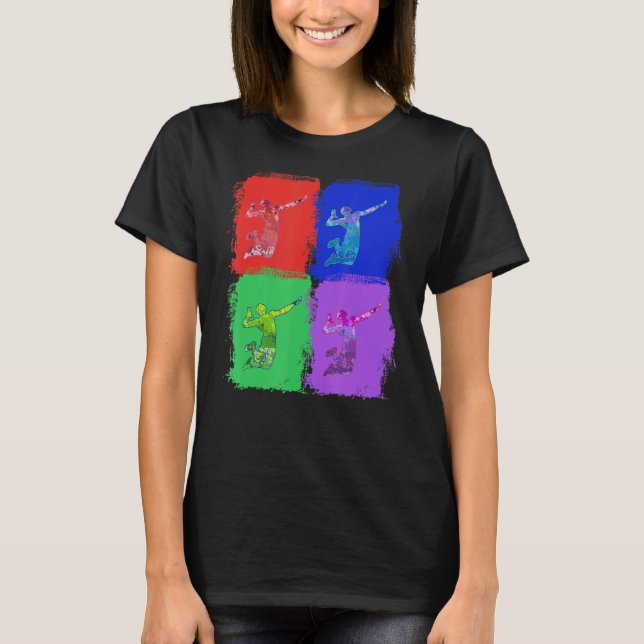 Camiseta Arte de Pop Colorida de Voleibol (Frente)