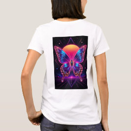 Camiseta Arte de pôr do sol Neon Butterfly Synthwave