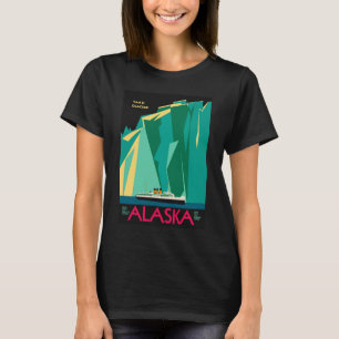 Camiseta Arte de Poster de Viagem do Alasca Antigo, Geleira