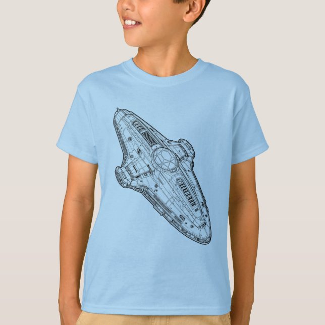 Camiseta Arte de Projeto de Espaçonave de Ficção Científica (Frente)