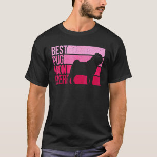 Camiseta Arte de Pug Fofa para Mãe Mulheres Raça Pet Cão Ca