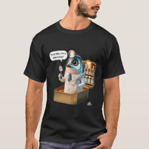 Camiseta Arte de Pun Cartoon Médico de Sardinha Engraçada