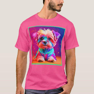 Camiseta Arte de Pup Maltesa Vibrante