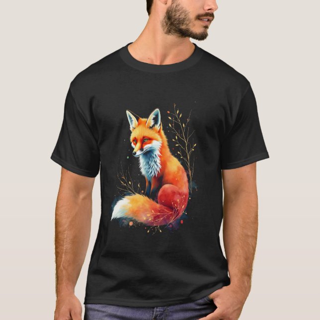 Camiseta Arte de raposa em aquarela (Frente)
