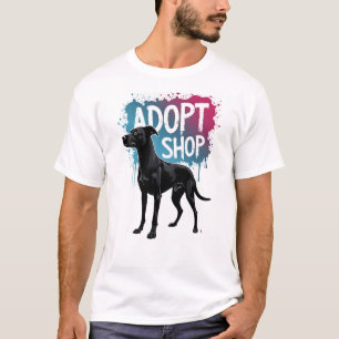 Camiseta Arte de Resgate de Cão Grafite Vintage Adote Não C