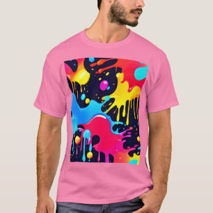 Camiseta Arte de respingo de tinta néon colorida