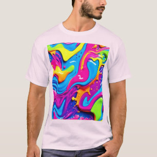 Camiseta Arte de respingo líquido de brilho de neon