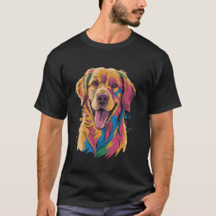Camiseta Arte de retrato de Golden Retriever colorido fofo