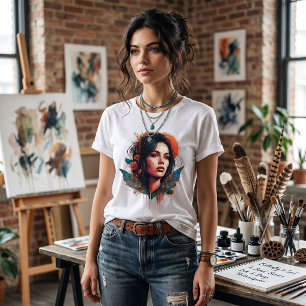 Camiseta Arte de Retrato do Espírito Boêmio da Borboleta Et