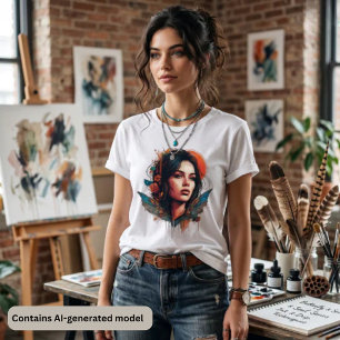 Camiseta Arte de Retrato do Espírito Boêmio da Borboleta Et