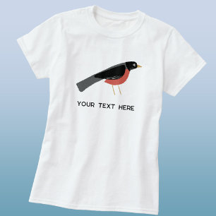 Camiseta Arte de Robin Americano com Texto Personalizado