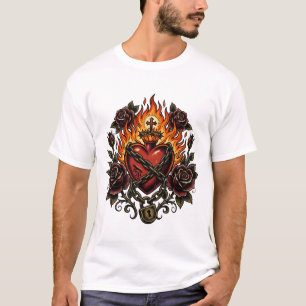 Camiseta Arte de Romance Sombrio no Estilo de Tatuagem Góti