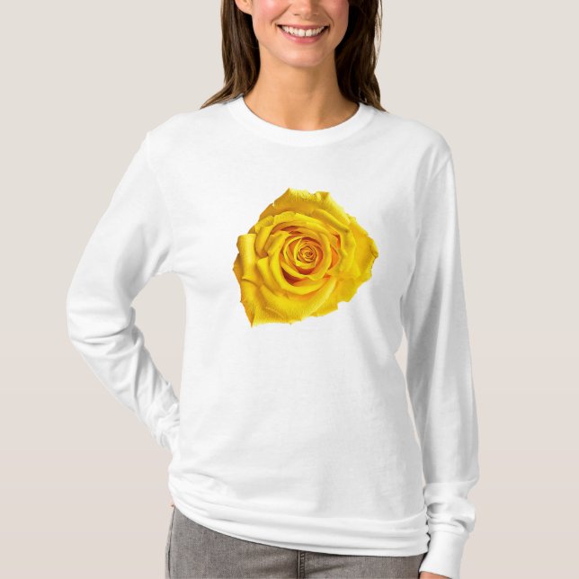 Camiseta Arte de rosa amarela (Frente)