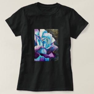 Camiseta Arte de rosa em aquarela gótica roxa azul