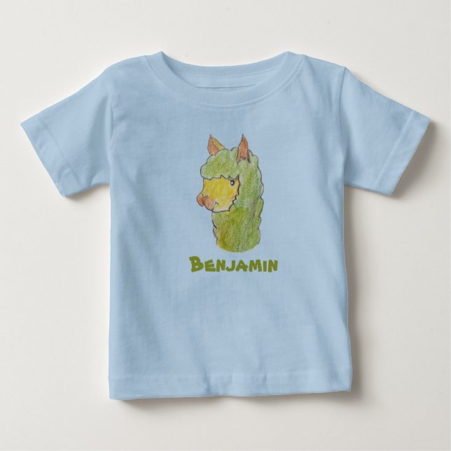 Camiseta Arte de rosto de alpaca fofa  (Frente)