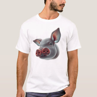 Camiseta Arte De Rosto De Suíno Flutuante