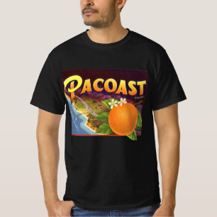 Camiseta Arte de rótulo de caixa de frutas vintage, laranja