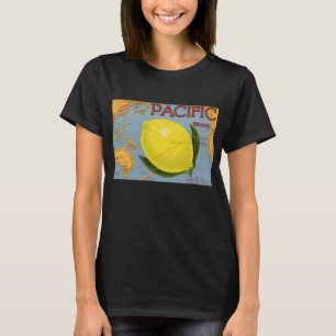 Camiseta Arte de rótulo de caixa de frutas vintage Pacific 