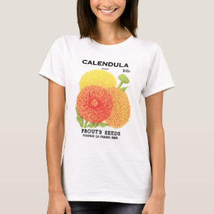 Camiseta Arte de rótulo de pacote de sementes vintage, flor