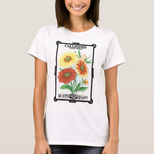 Camiseta Arte de rótulo de pacote de sementes vintage, flor