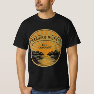 Camiseta Arte de rótulo de produto vintage, Golden West Oil