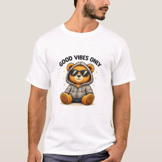Camiseta Arte de Rua de Urso Teddy com Boas Vibrações