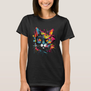 Camiseta Arte de Rua Encontra Desenho de Gato de Arte de Ru