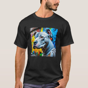 Camiseta Arte de Rua Grafite Urbano Amante de Pitbull Branc