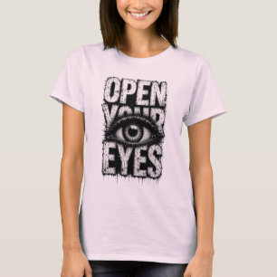 Camiseta Arte de Rua Grunge Gótica Abra Seus Olhos